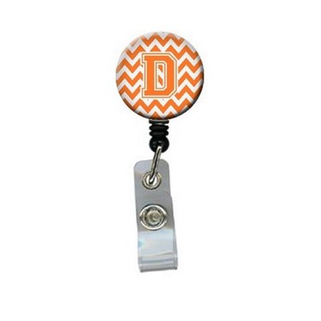 CAROLINES TREASURES Letter D Chevron Orange and White Retractable Badge Reel CJ1046-DBR